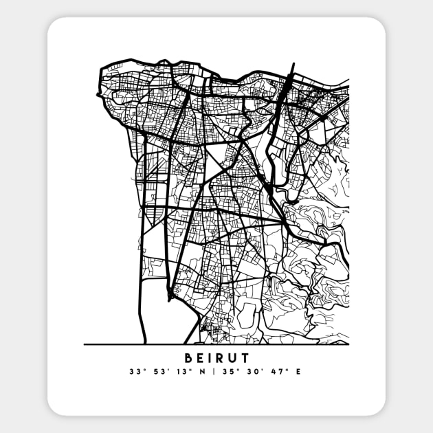 BEIRUT LEBANON BLACK CITY STREET MAP ART Sticker by deificusArt